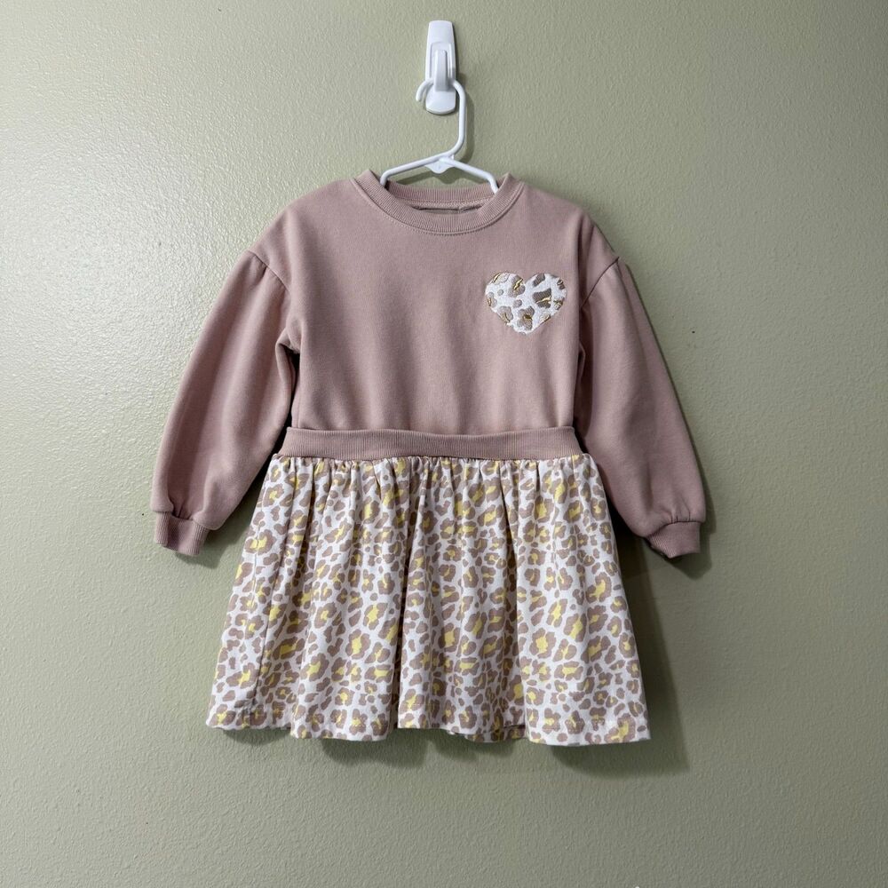 Bearpaw Kids Mauve Pink Leopard Print 2-in-1 Combo Dress Girls 3T